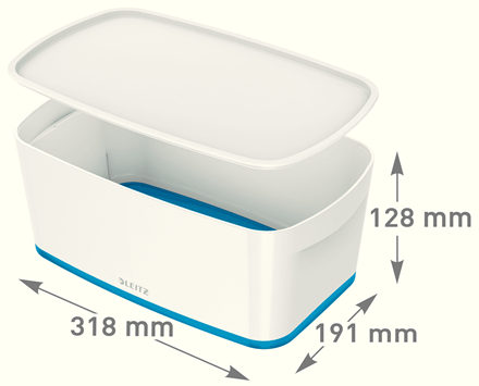 LEITZ MyBox Aufbewahrungsbox 5,0 l perlweiß/blau 31,8 x 19,1 x 12,8 cm, 1 St.