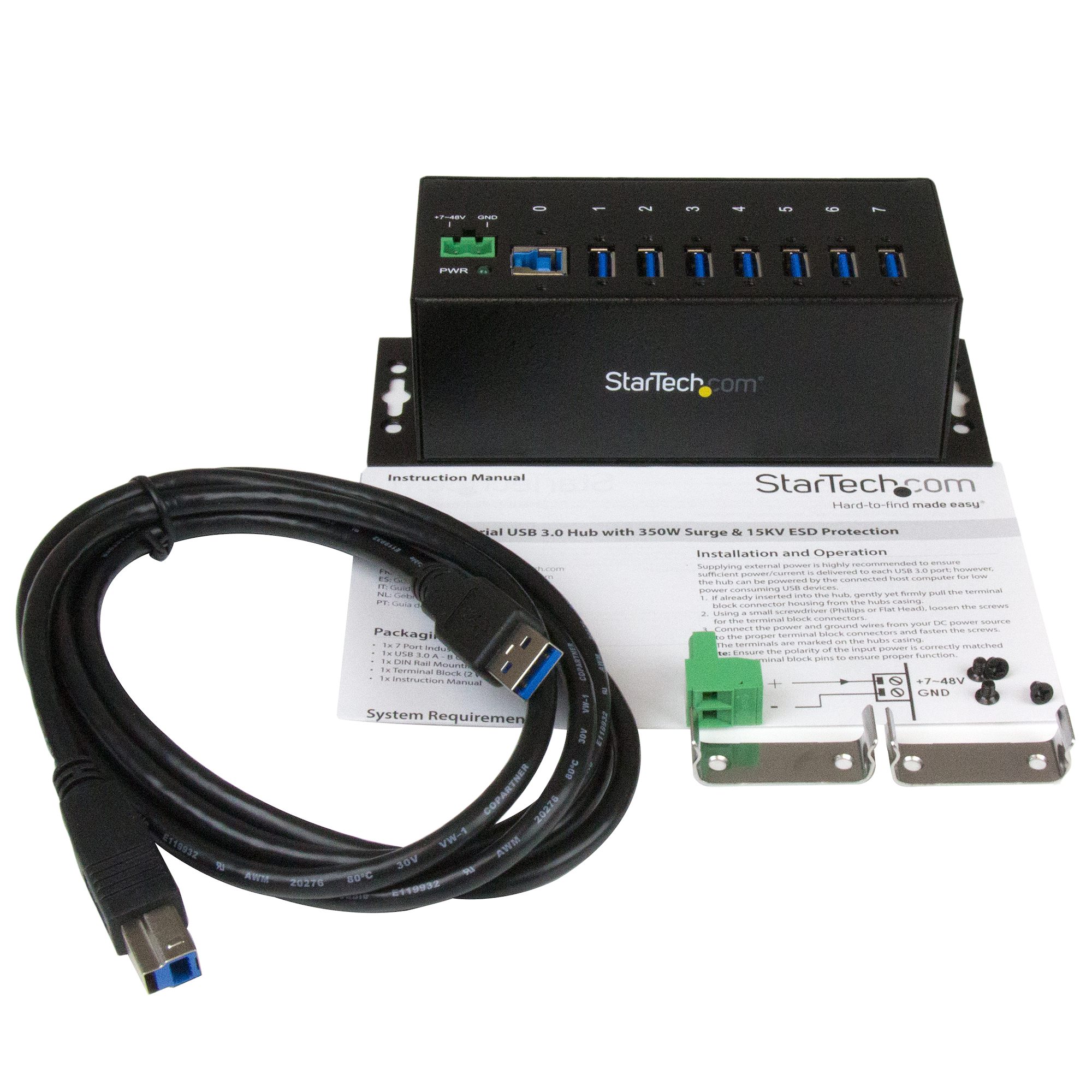 STARTECH.COM 7 Port rugged mountable industrial USB 3.0 hub with surge Protector