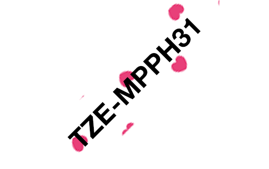 Schriftbandkassette Brother 12mmx4m rosa Herzen/schwarz
