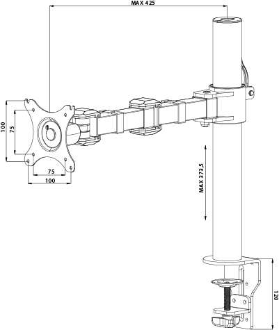 SINGLE ARM CLAMP 10-30IN 100X100 HAS 10KG