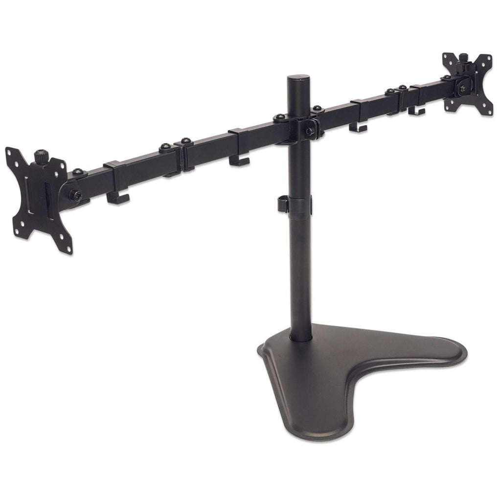 MANHATTAN Standfuss mit Monitorarm fuer 2 Monitore 33,02-81,28cm 13Z bis 32Z bis zu 8kg zweifach schwenkbar schwarz