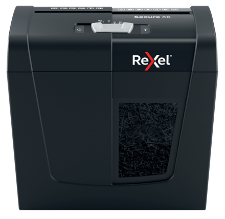Rexel Secure X6 Aktenvernichter mit Partikelschnitt P-4, 4 x 40 mm, bis 6 Blatt, schwarz