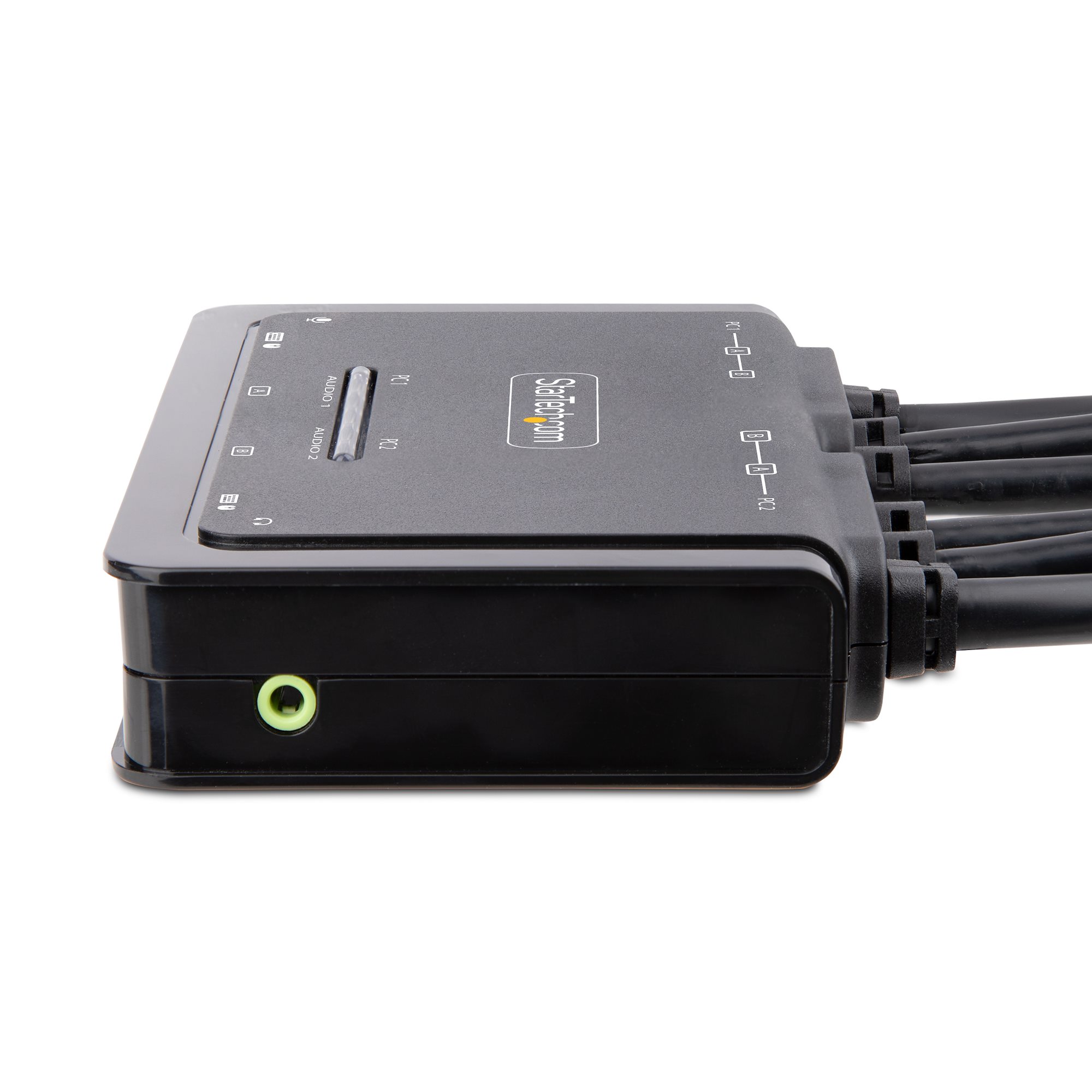 STARTECH.COM 2-Port Dual Monitor KVM Switch DisplayPort 4K 60Hz KVM mit 1,5m Integrierten Kabeln USB-A/DisplayPort/Audio DP KVM Swit