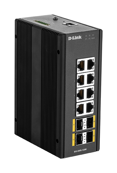 D-LINK DIS-300G-12SW 12-Port Industrie Gigabit Managed Switch 8x 10/100/1000Base 4x 100/1000Base SFP IP30 NEMA?TS2 Section 2