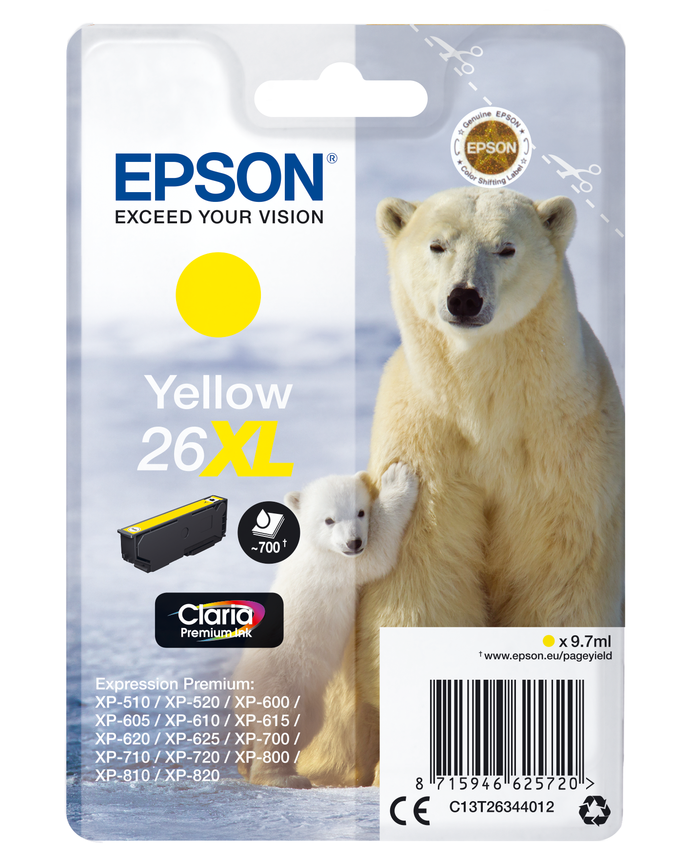 EPSON 26XL / T2634XL (Eisbär) gelb Druckerpatrone