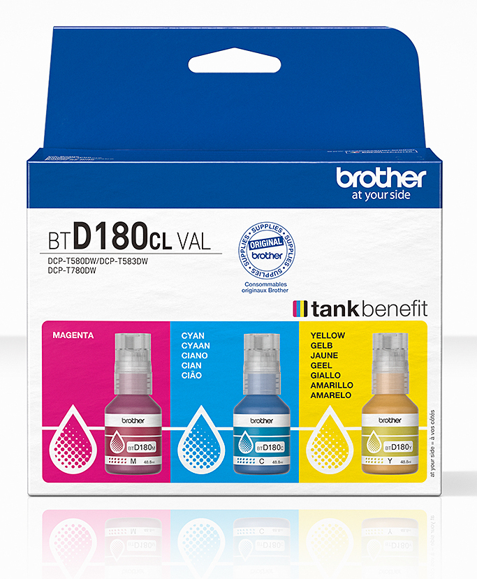 BROTHER CMY value pack ink 3 bottles yield up to 5.000 pages each