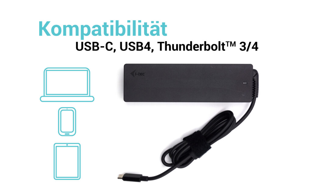 I-TEC Universal Charger USB-C PD 3.0 100W 1x USB-C port 100W verfuegbare Spannungen 5 V / 9 V / 12 V / 15 V / 20 V