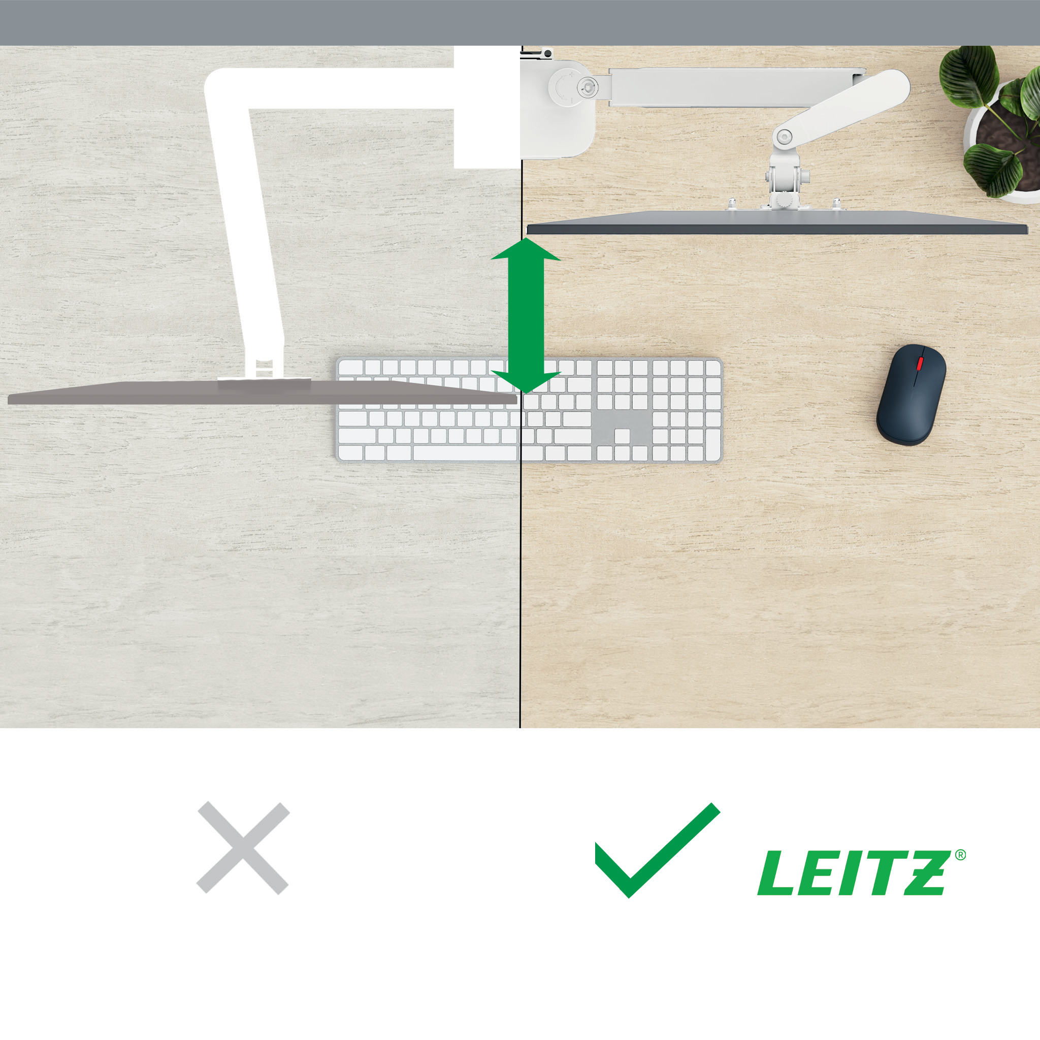 LEITZ Monitor-Halterung Ergo 64890085 lichtgrau für 1 Monitor, Tischklemme
