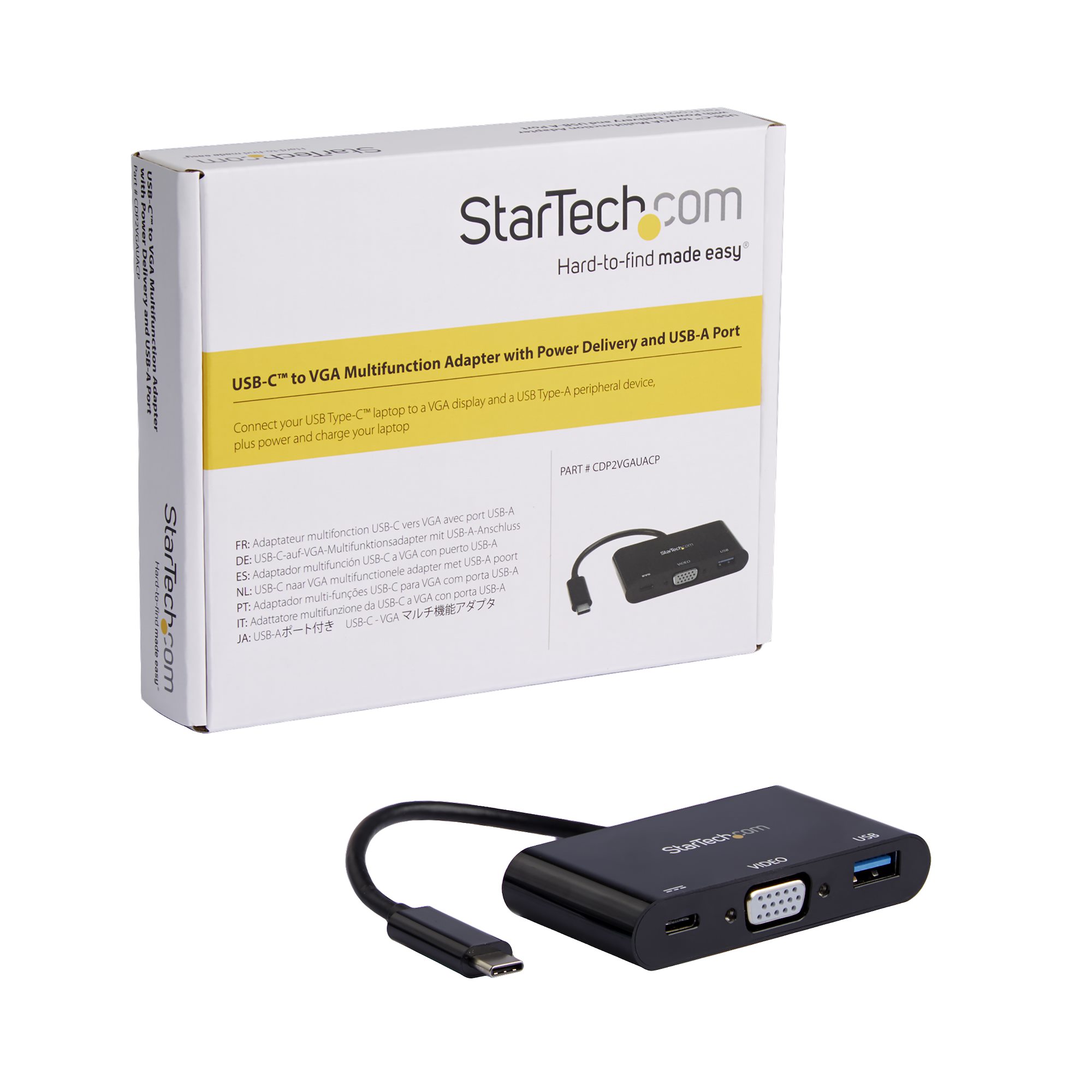USB-C TO VGA ADAPTER WITH PD PD + USB PORT - USB-C ADAPTER