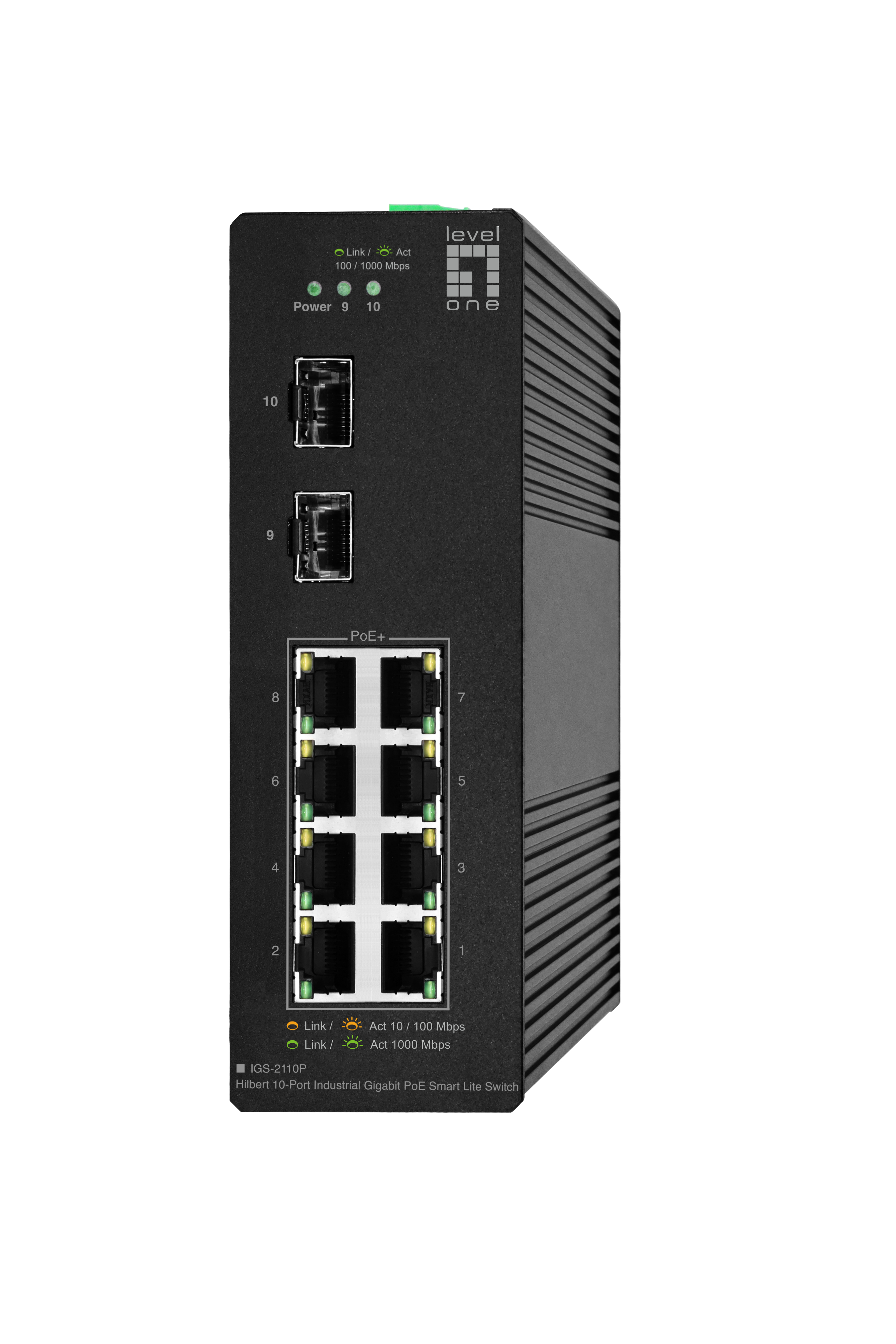 LevelOne Industr.PoE+Switch 8xGE PoE/2xSFP 110W Hilbert SL