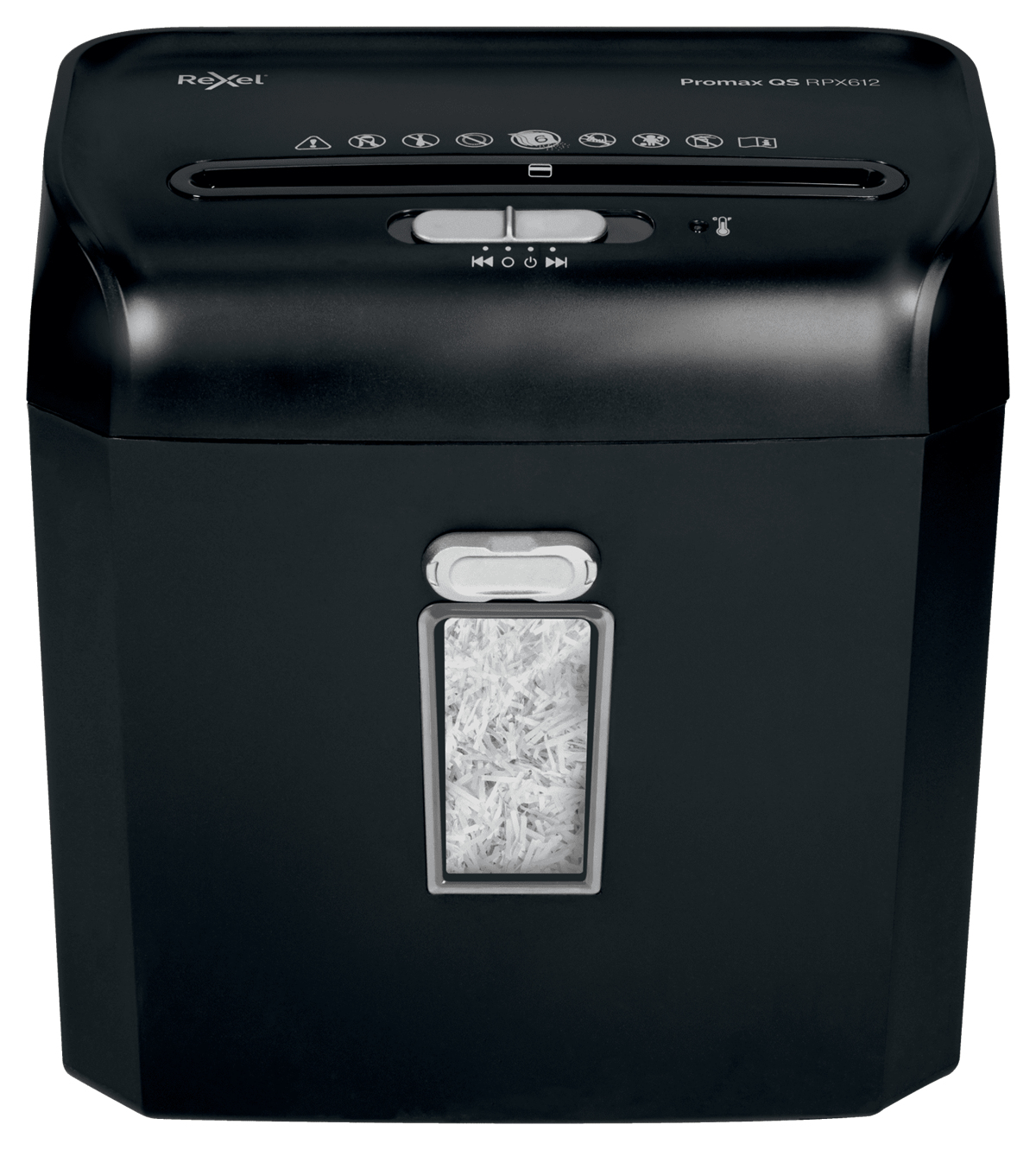 Rexel ProMax RPX612 Aktenvernichter mit Partikelschnitt P-4, 4 x 40 mm, bis 6 Blatt, schwarz