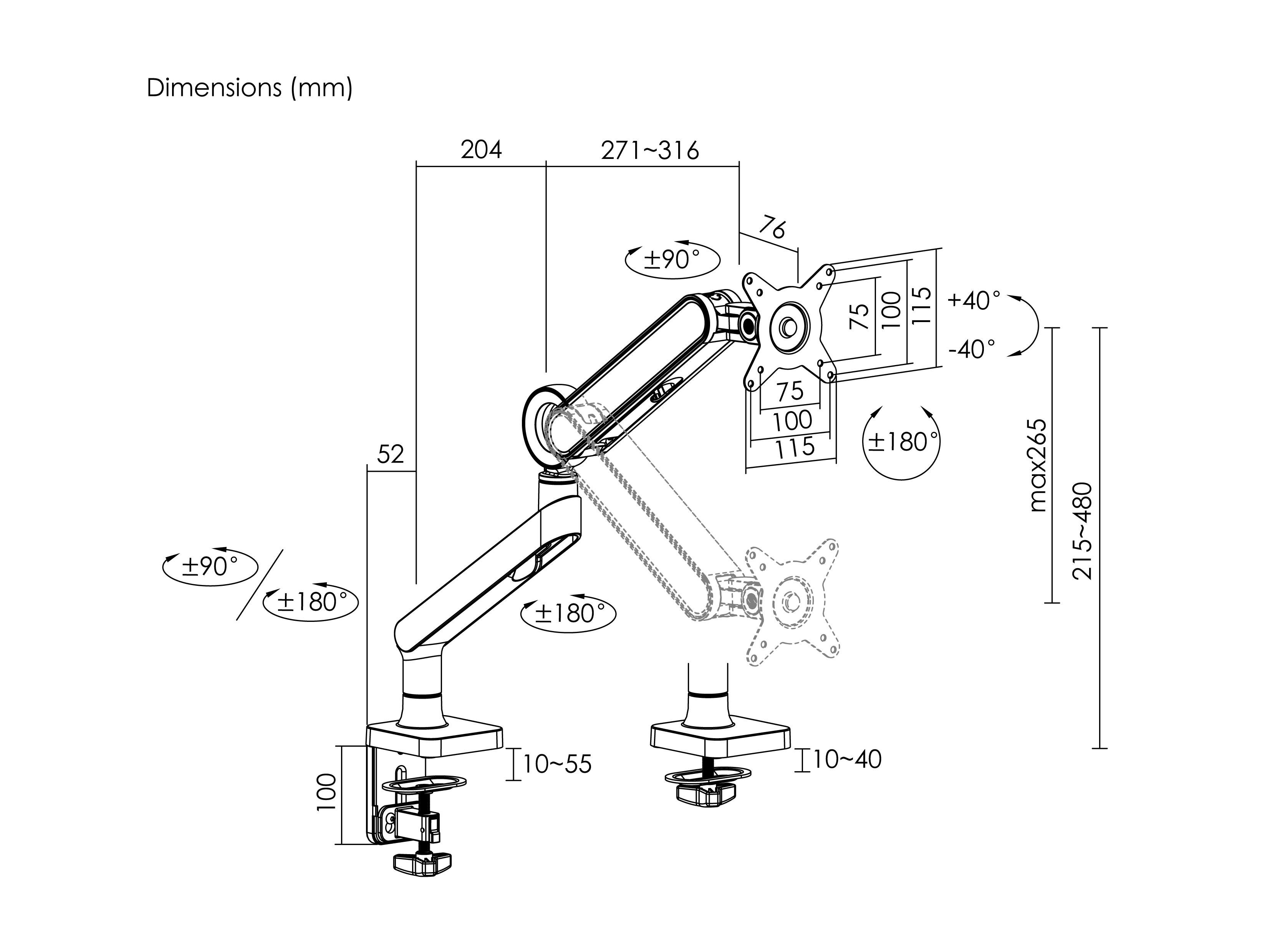 Equip Tischhalterung 17-35/1TFT 360° GF 10.5Kg weiß retail