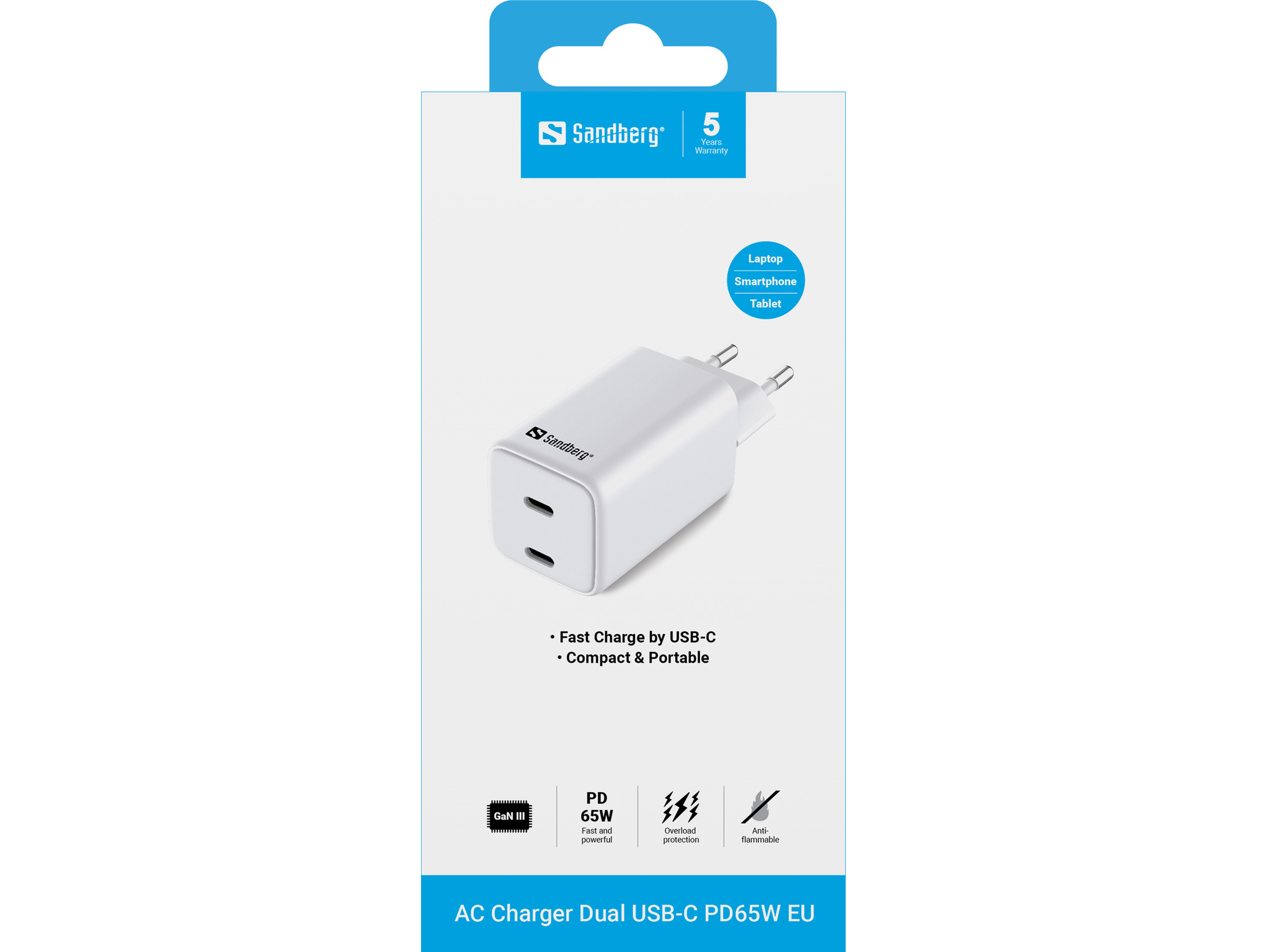 SANDBERG AC Charger Dual USB-C PD65W EU