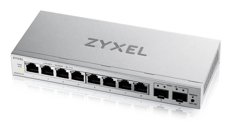 Zyxel GS1200-10V3 8-Port Gigabit, 2xSFP web/smart managed