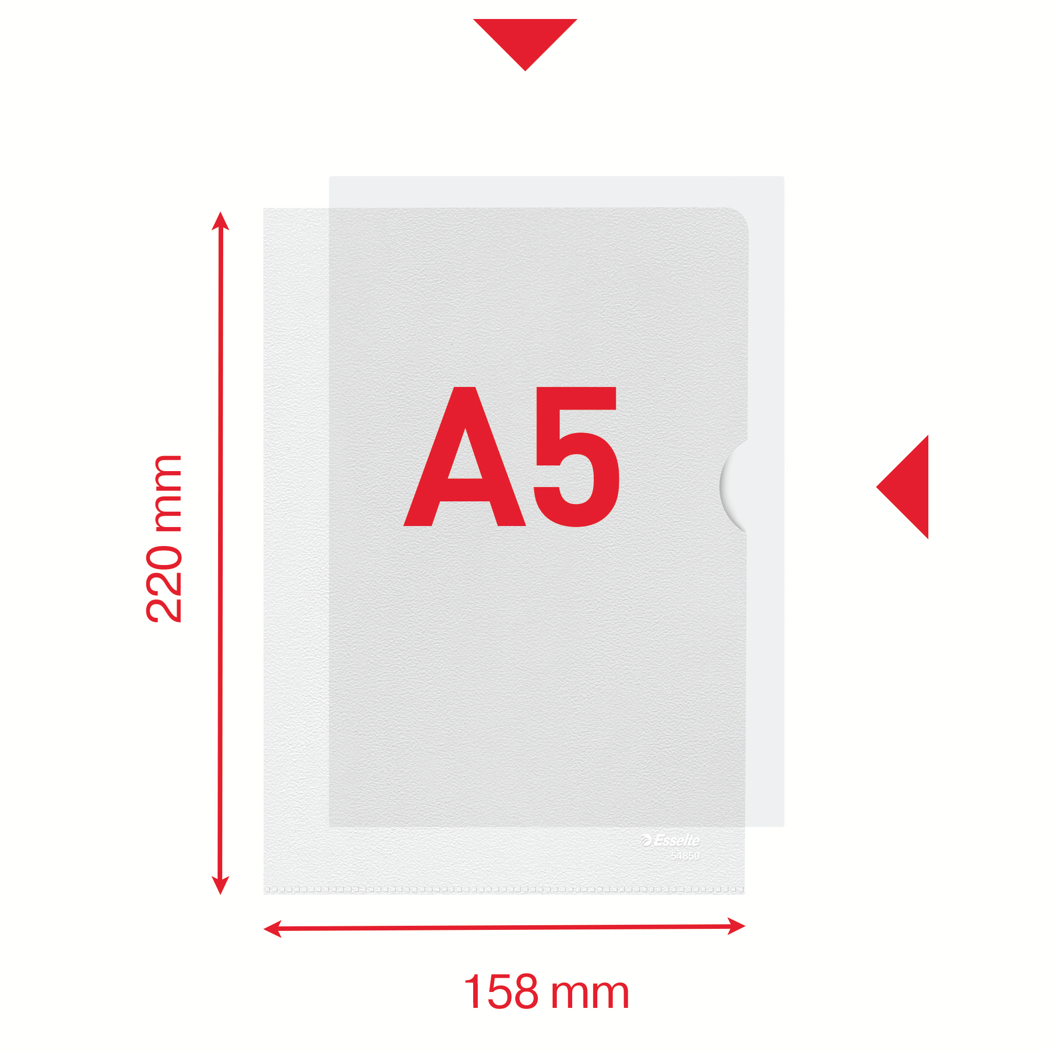 Esselte Sichthüllen Standard Plus 54850 DIN A5 transparent genarbt 0,12 mm, 100 St.