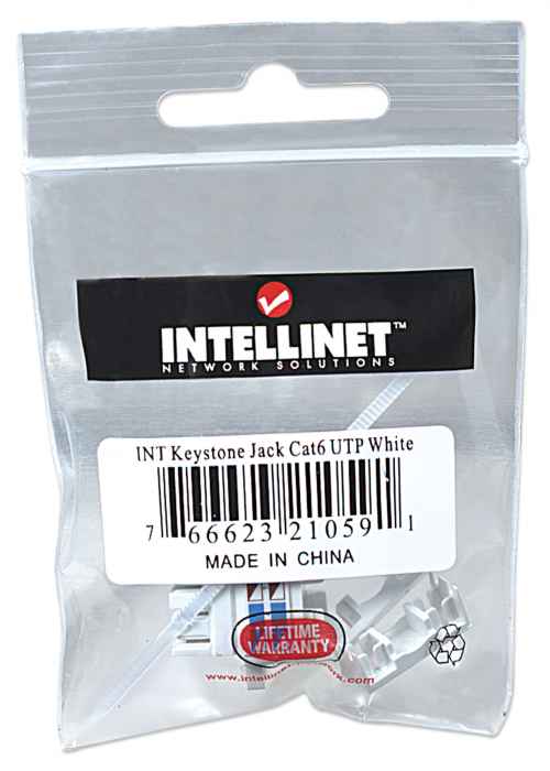 INTELLINET Cat6 Modularbuchse UTP Keystone Jack weiss benoetigt LSA-Auflegewerkzeug