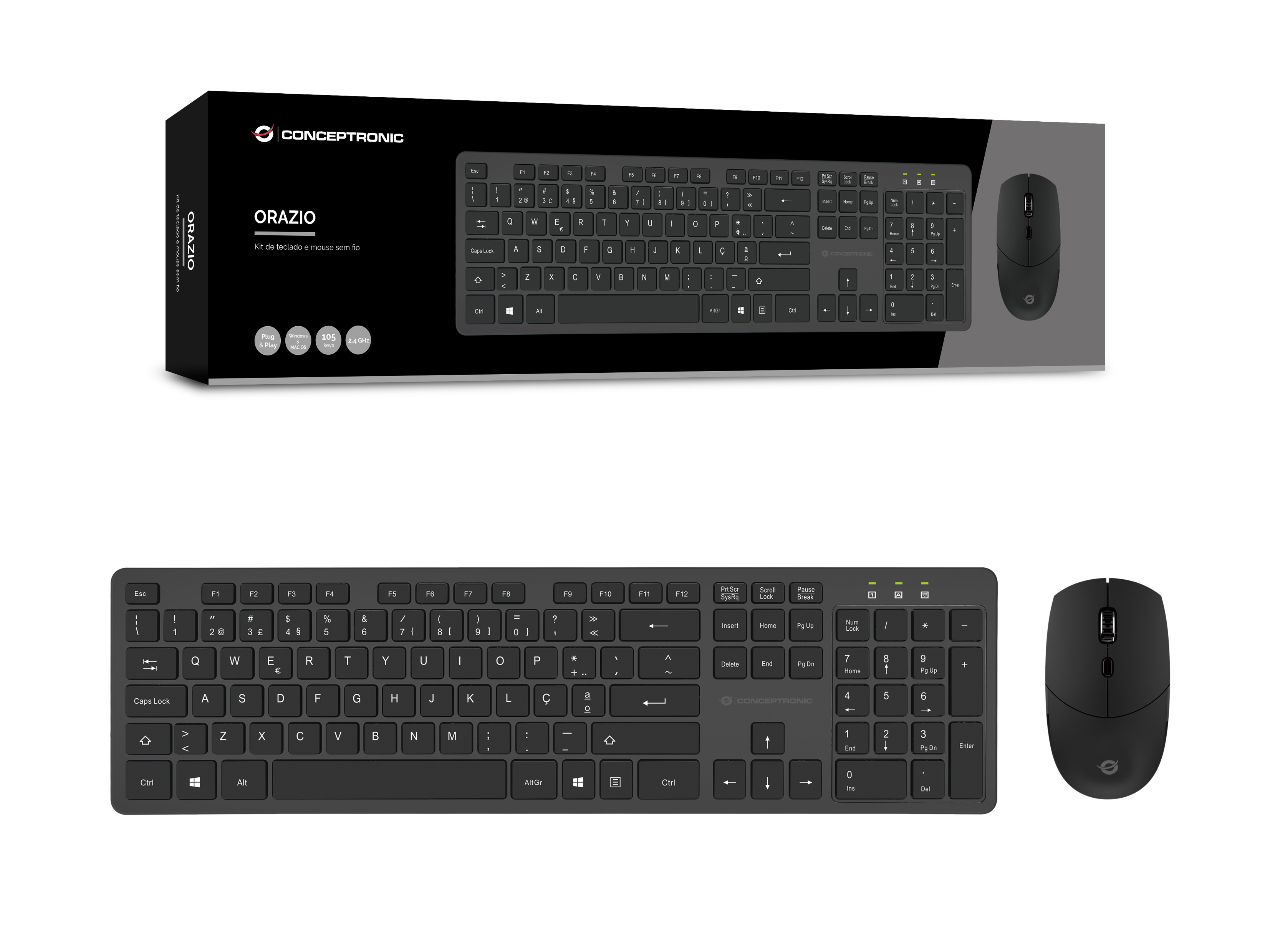 CONCEPTRONIC Wireless Tastatur +Maus Layout PT schwarz