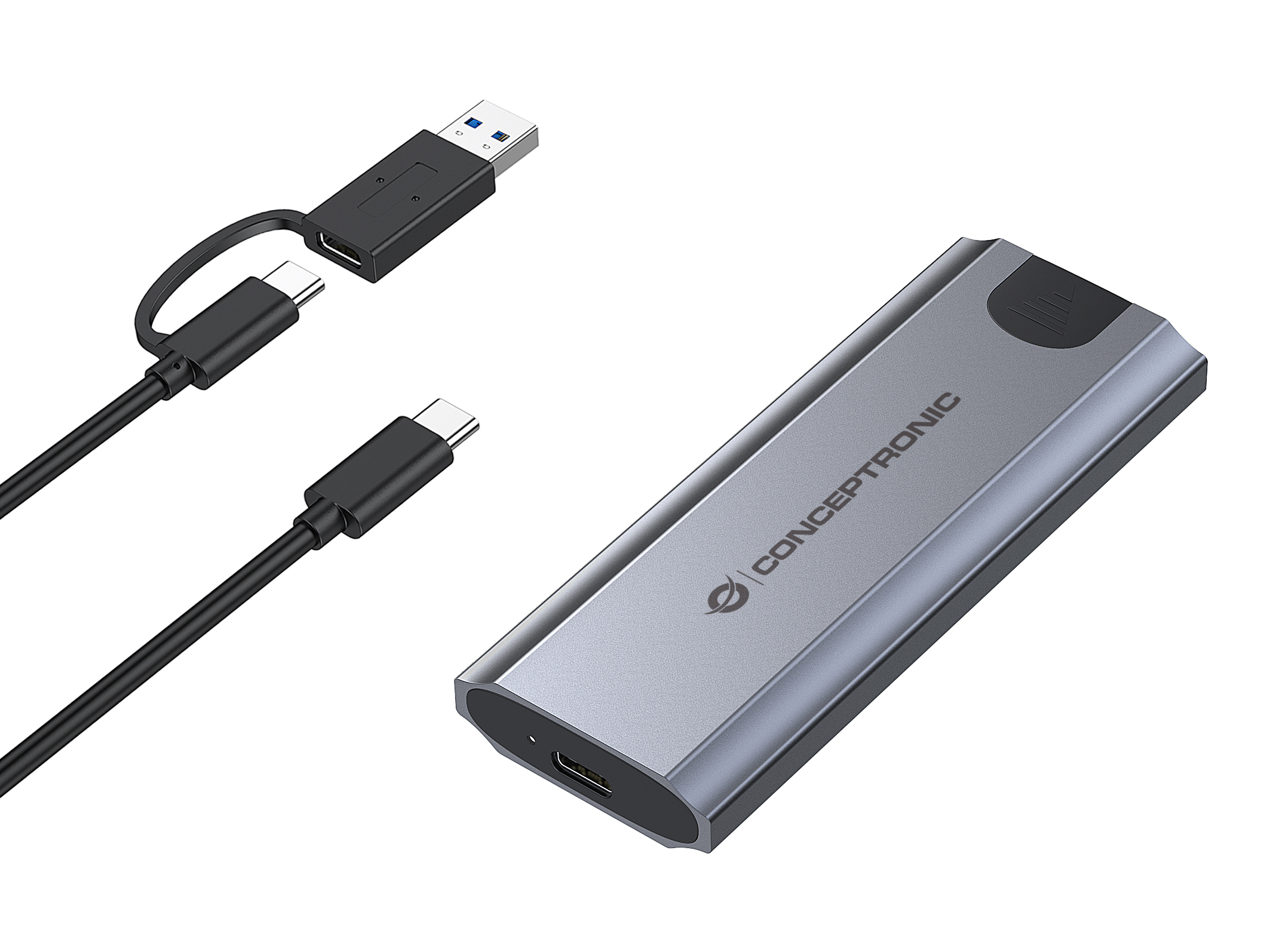 CONCEPTRONIC SSD Gehäuse M-Key M.2->M/B+M-Key/USB-C3.2 gr
