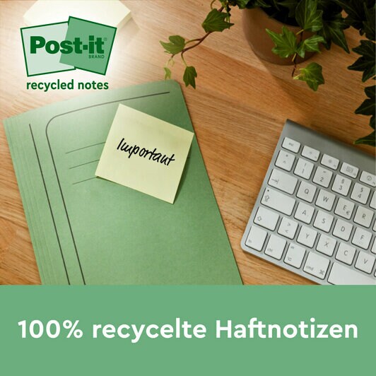 Post-it® Recycling Z-Notes Haftnotizen farbsortiert, 16 Blöcke