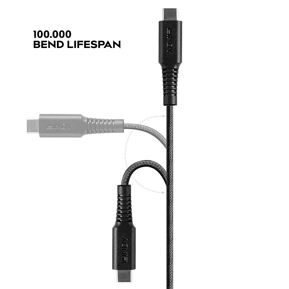 LINDY USB-C an Lightning Kabel schwarz 0.5m verstärkt