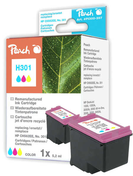 Peach Patrone HP Nr.301 (CH562EE) color no ink level chip remanufactured