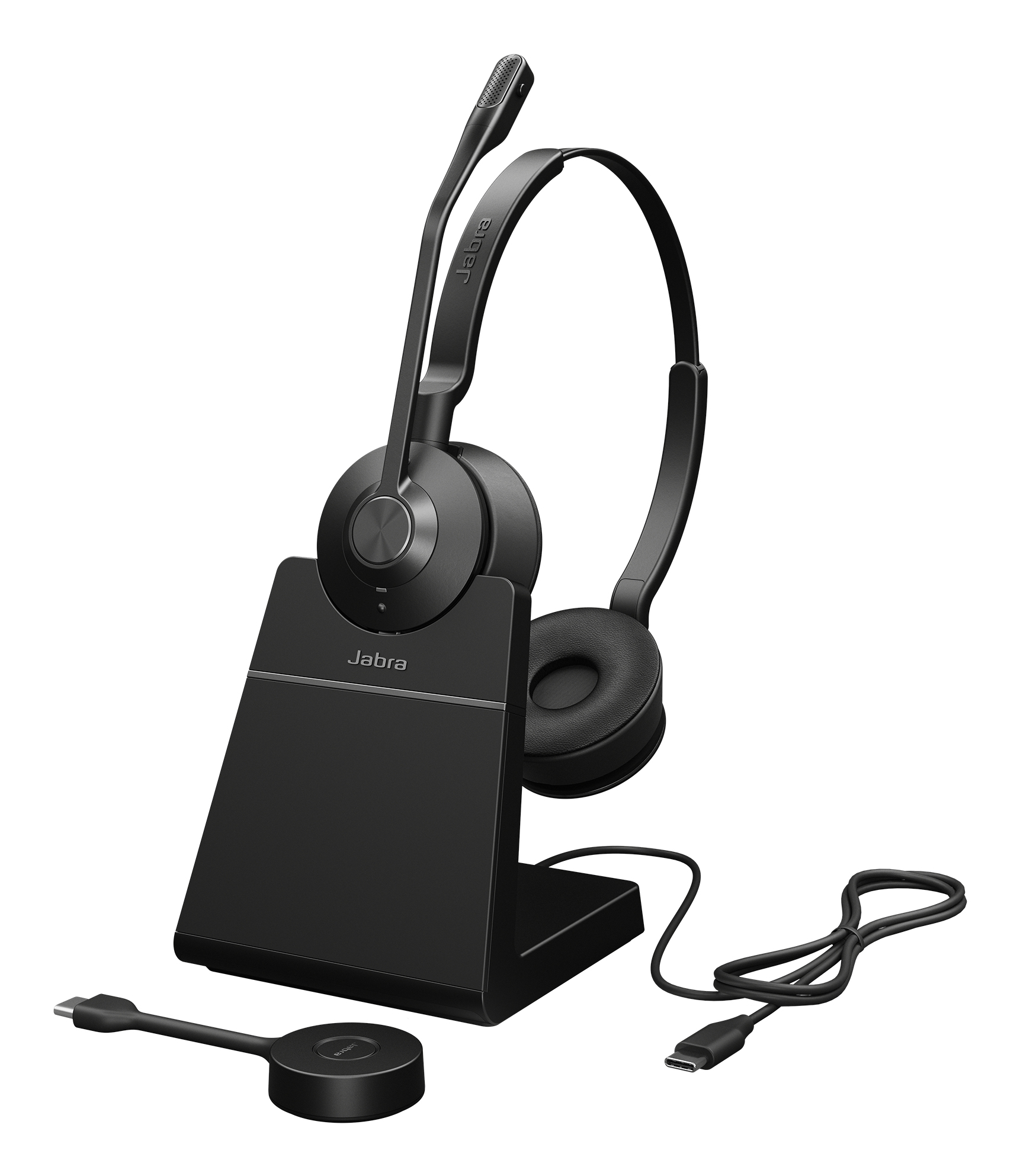 JABRA Engage 55 SE Stereo headset UC Link 400c DECT adapter USB-C Engage 55 Deskstand 1,2m USB-C to USB-C Cable Carry case