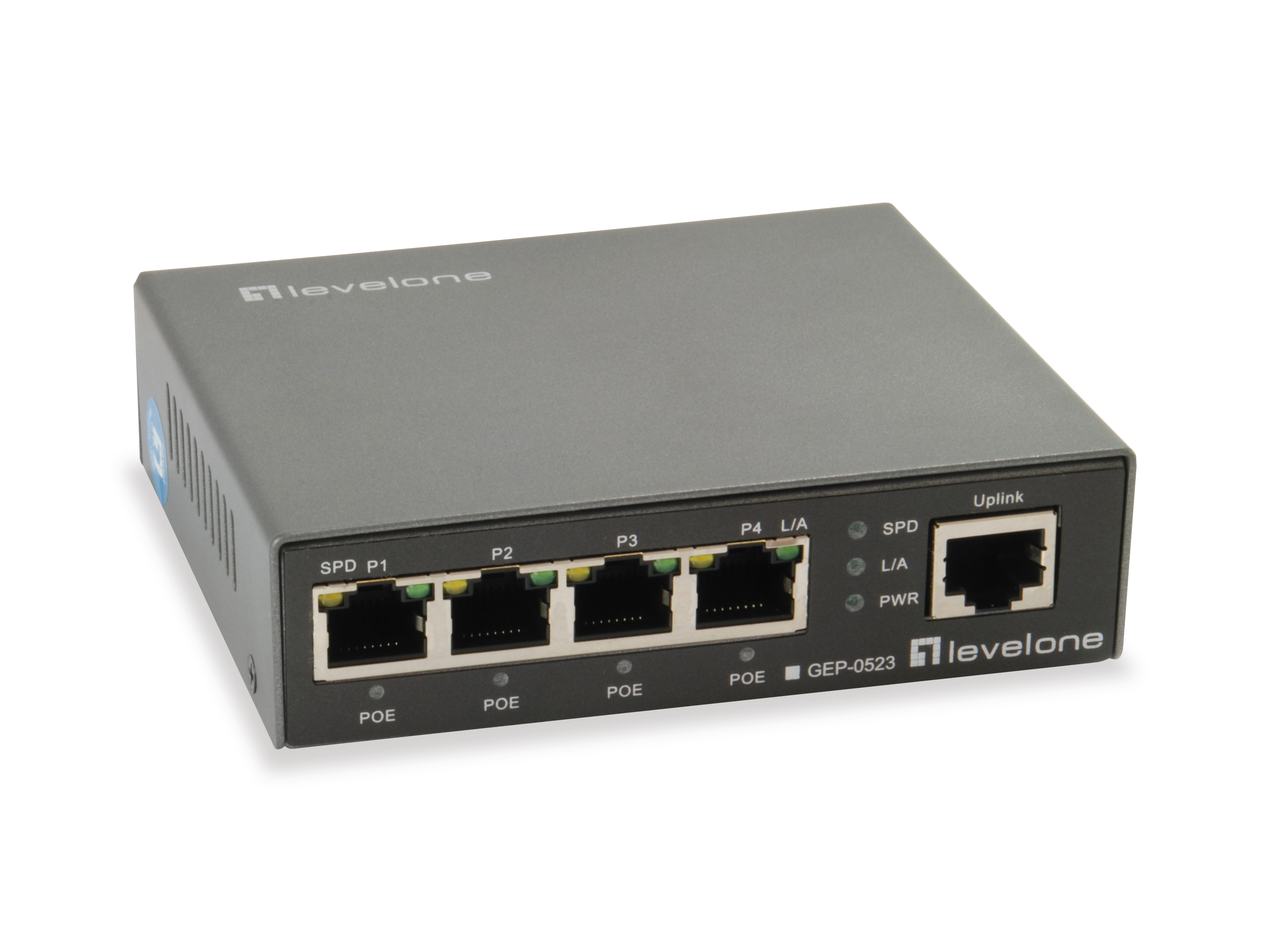 LevelOne PoE+Switch 4xGE PoE 60W unmanaged Metall