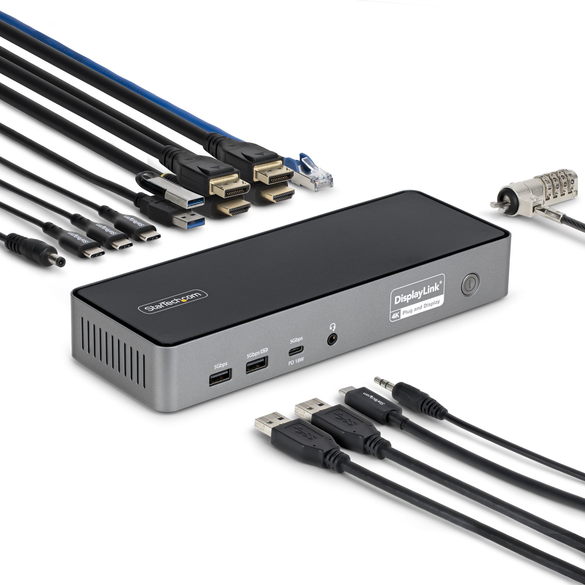 STARTECH.COM USB-C Dockingstation fur Drei Monitore 140W Laptop-Ladestation fur MacBook Pro und Windows 4K 60Hz HDMI oder DisplayPor