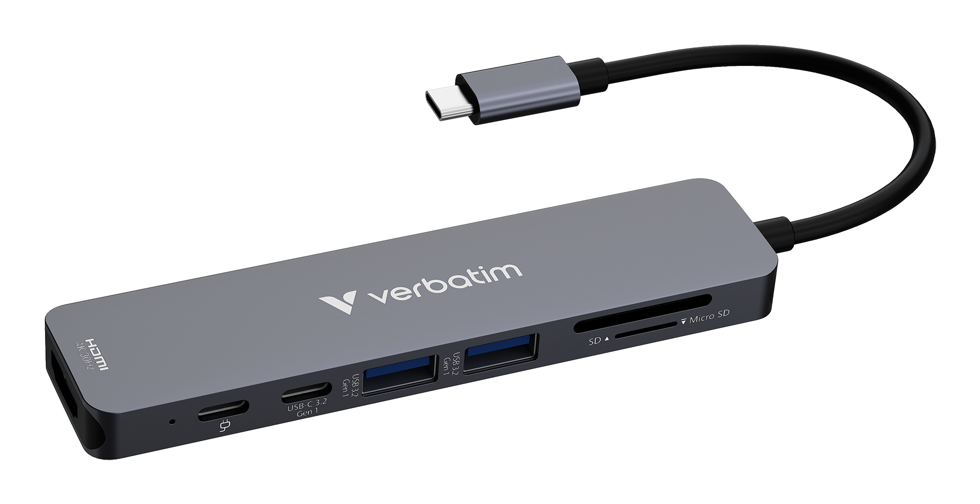 Verbatim Essentials Multiport HUB 32158 7-Port HDMI 5000 Mbit/s Grau