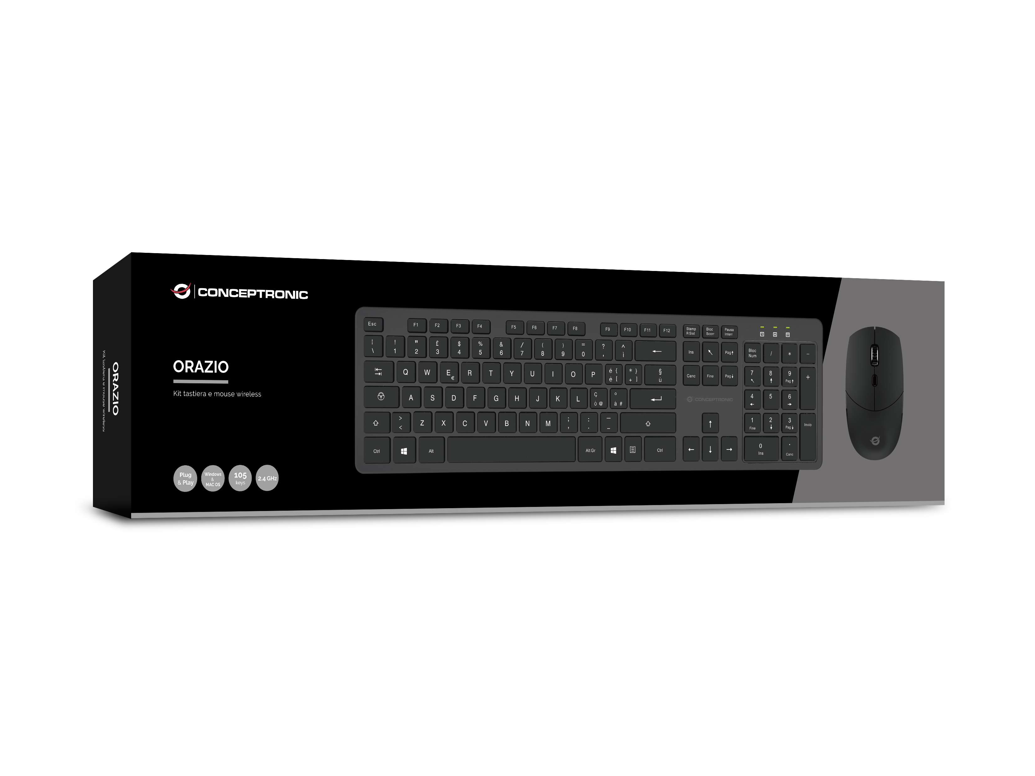 CONCEPTRONIC Tastatur+Maus Wireless Layout IT schwarz