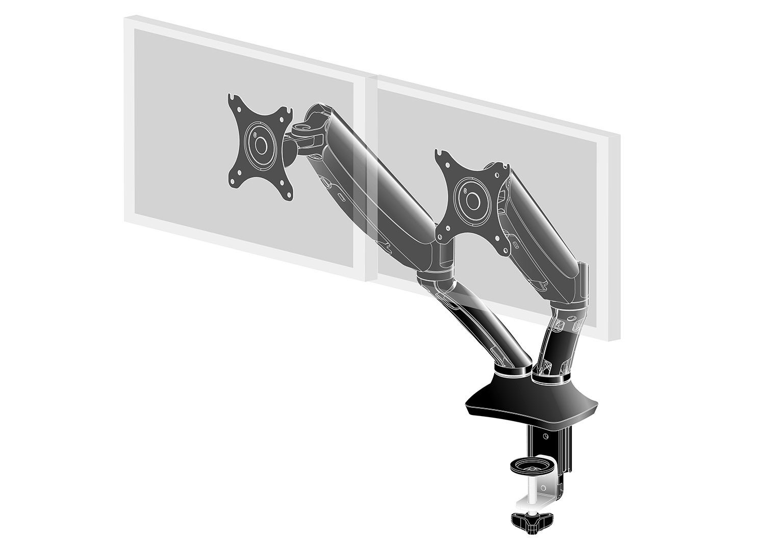 IIYAMA Desk Mount DS3002C-B1 Dual with Lift 10-27 VESA