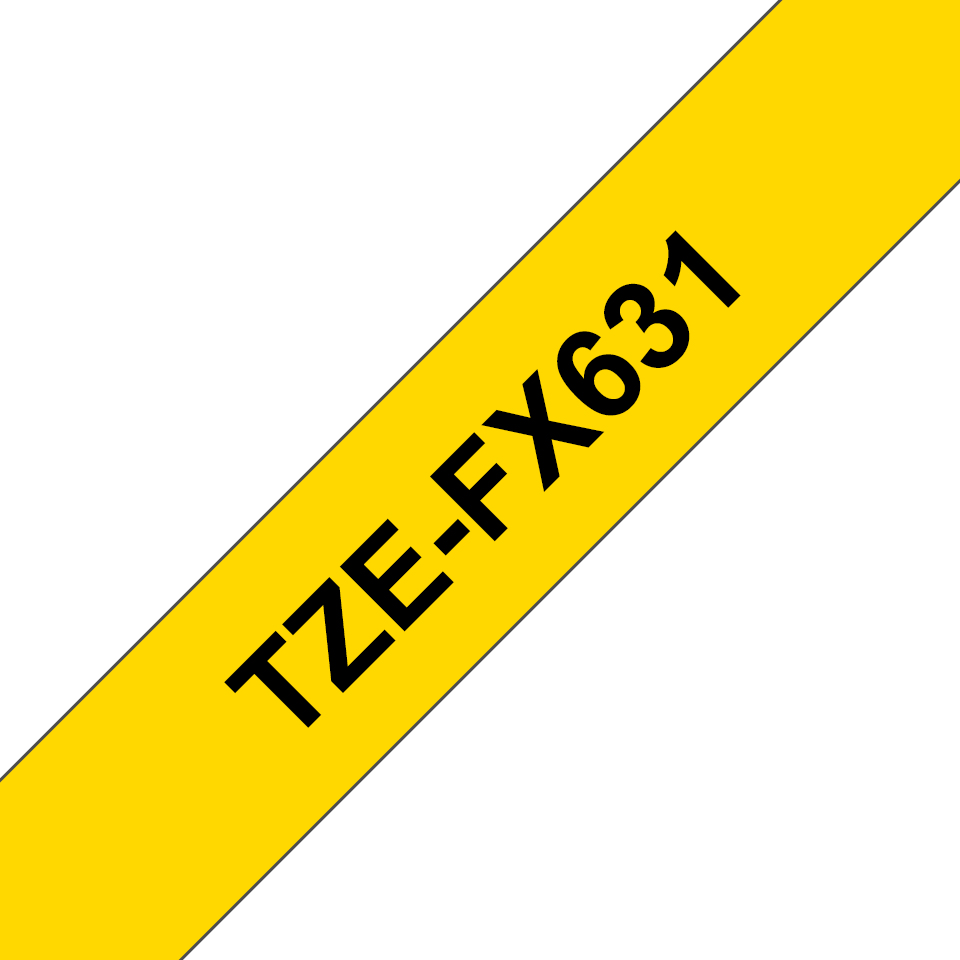 TZE-FX631 LAMINATED TAPE 12 MM BLACK ON YELLOW / FLEXI-TAPES
