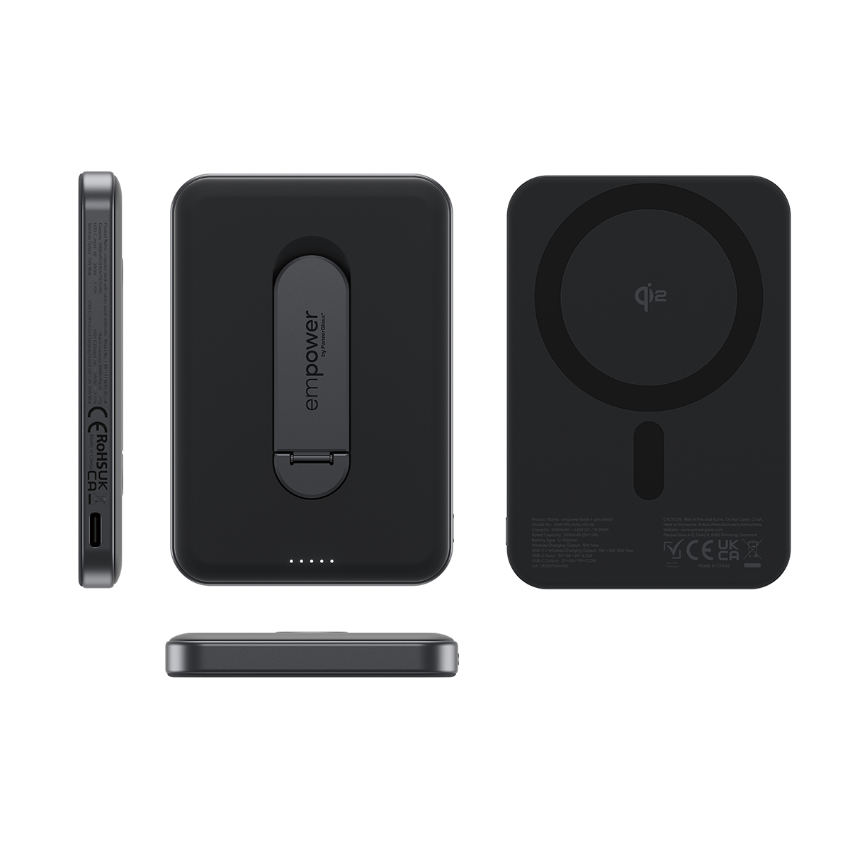 EMPOWER BANK W. SPIN STAND 5000MAH SPACE BLACK