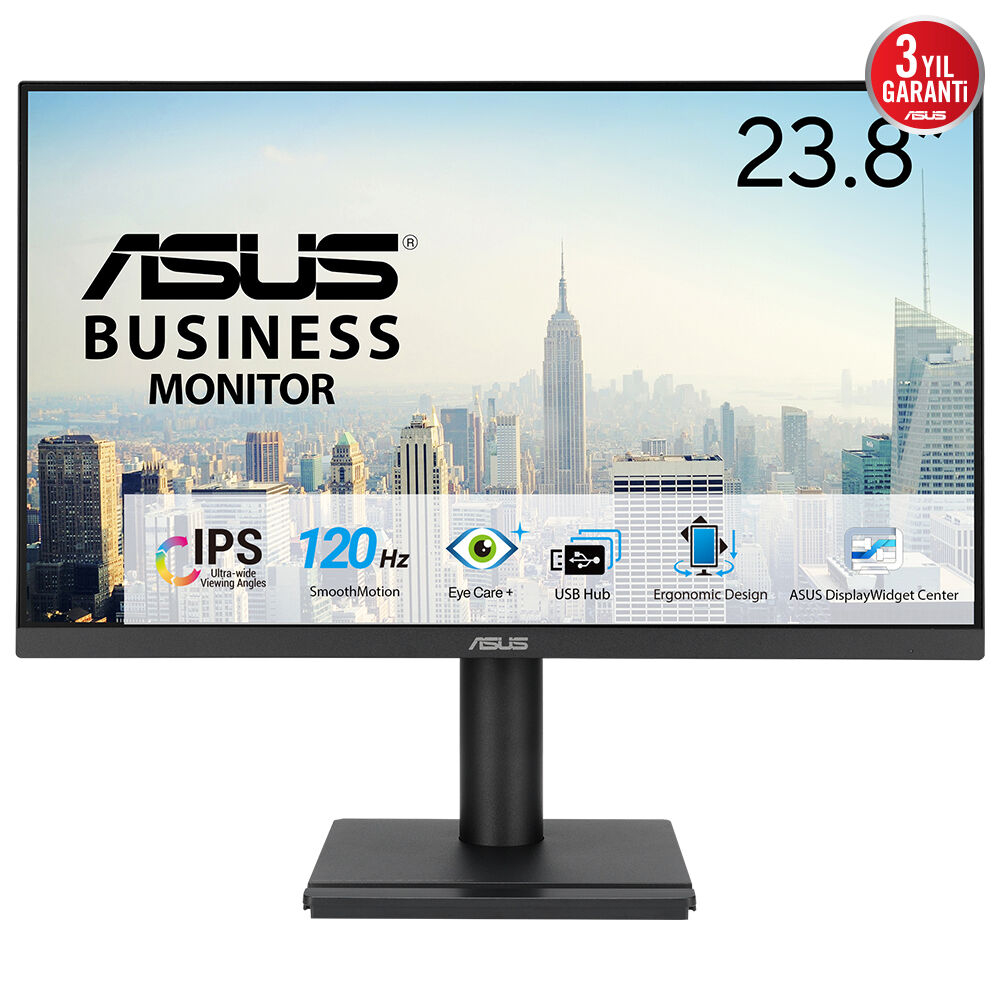 ASUS VA249QGS 60,45cm 23,8Zoll IPS WLED FHD 16:9 120Hz 350cd/m2 1ms HDMI DP D-Sub USB Hub: 4xUSB 3.2 G1 Type-A Black