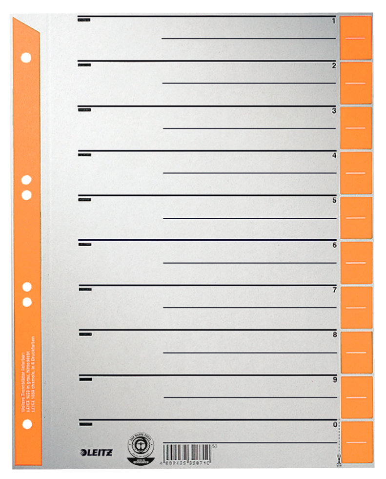 LEITZ Trennblätter 1652 DIN A4 1-0 orange, 230 g/qm, 100 St.