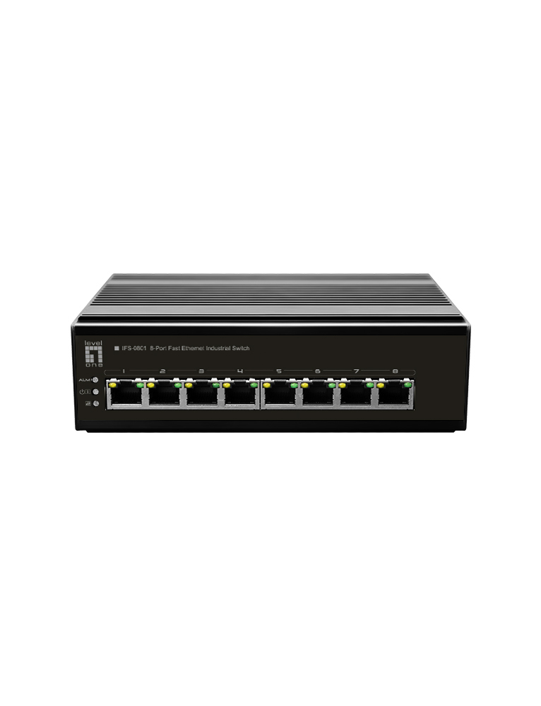 LevelOne Industr.Switch 8xFE+DIN Metall