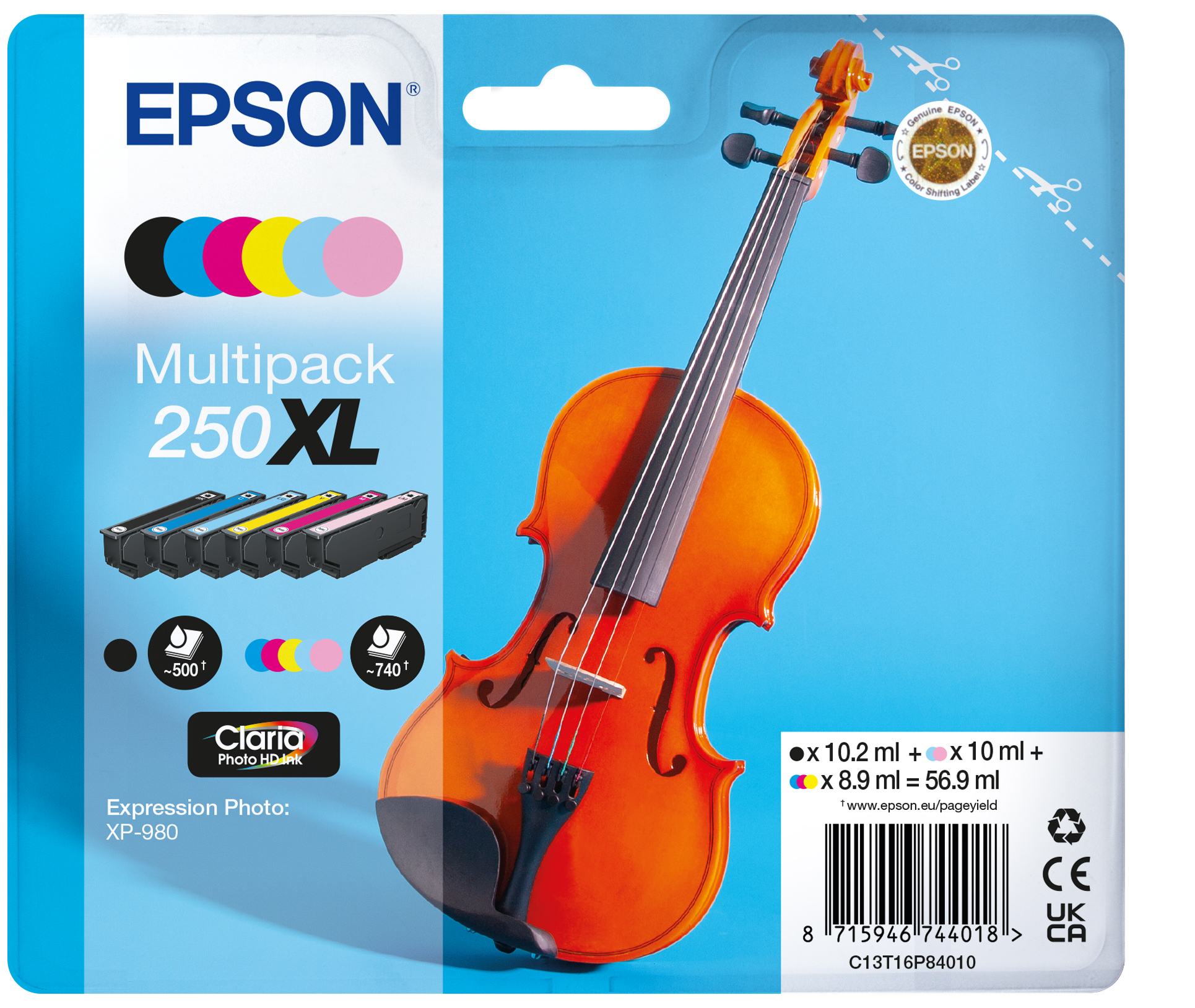 EPSON 250XL (Violine) mehrfarbig Druckerpatronen, 6er-Set