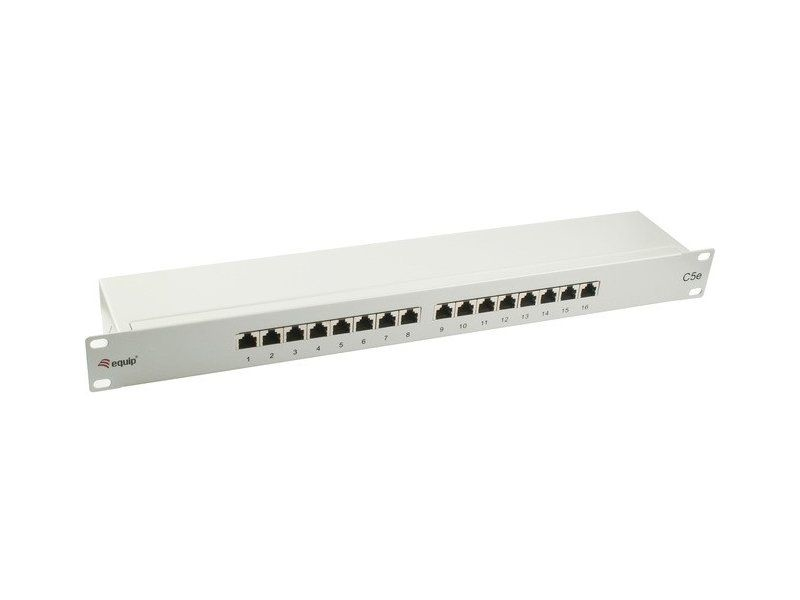 Equip 19 Patchpanel 16xRJ45 Cat5e FTP 1U 1000MHz RAL7035