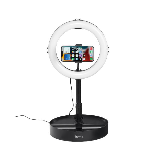 hama SpotLight FoldUp 102 II LED Ringlicht mit Stativ schwarz 10,4 Watt