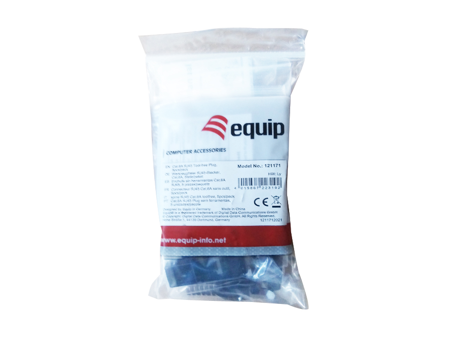 Equip Stecker Cat6a geschirmt RJ45 wzf. 5Stk silber