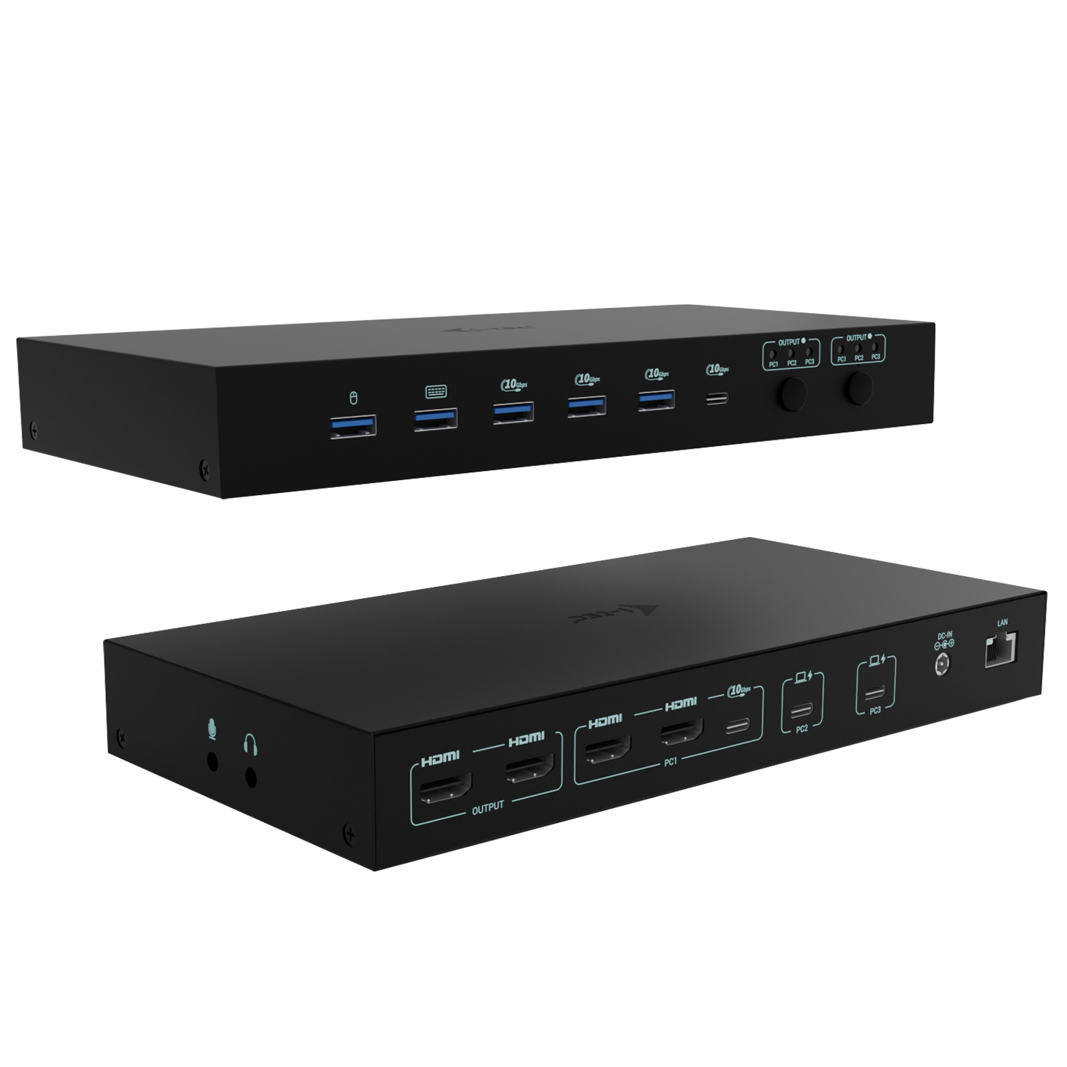 I-TEC USB-C KVM Docking station for 3 Hosts 2xHDMI 1xGLAN 1xUSB-C Gen2 3x USB-A Gen2 2x USB-A 1.1 1xAudio 1xMic PD 1x 92W/2x 65W