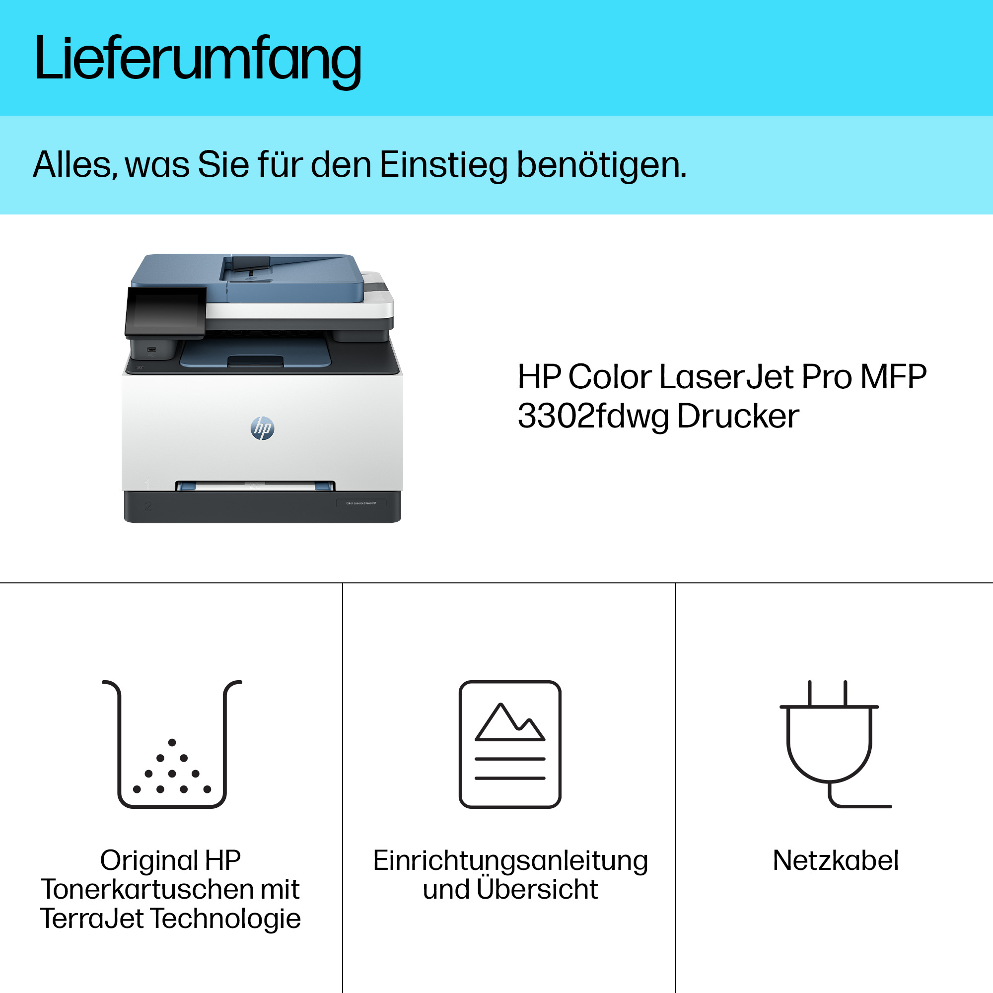 HP Color LaserJet Pro MFP 3302 fdwg 4 in 1 Farblaser-Multifunktionsdrucker weiß