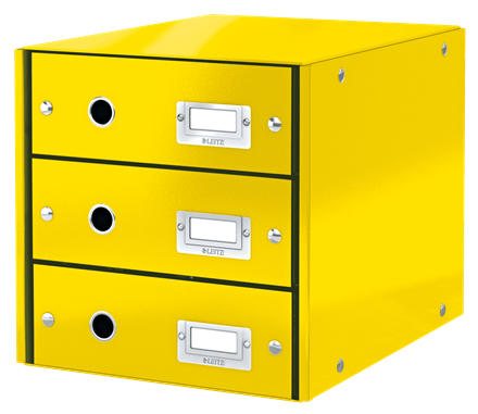 LEITZ Schubladenbox Click & Store gelb 60480016, DIN A4 mit 3 Schubladen, 1 St.