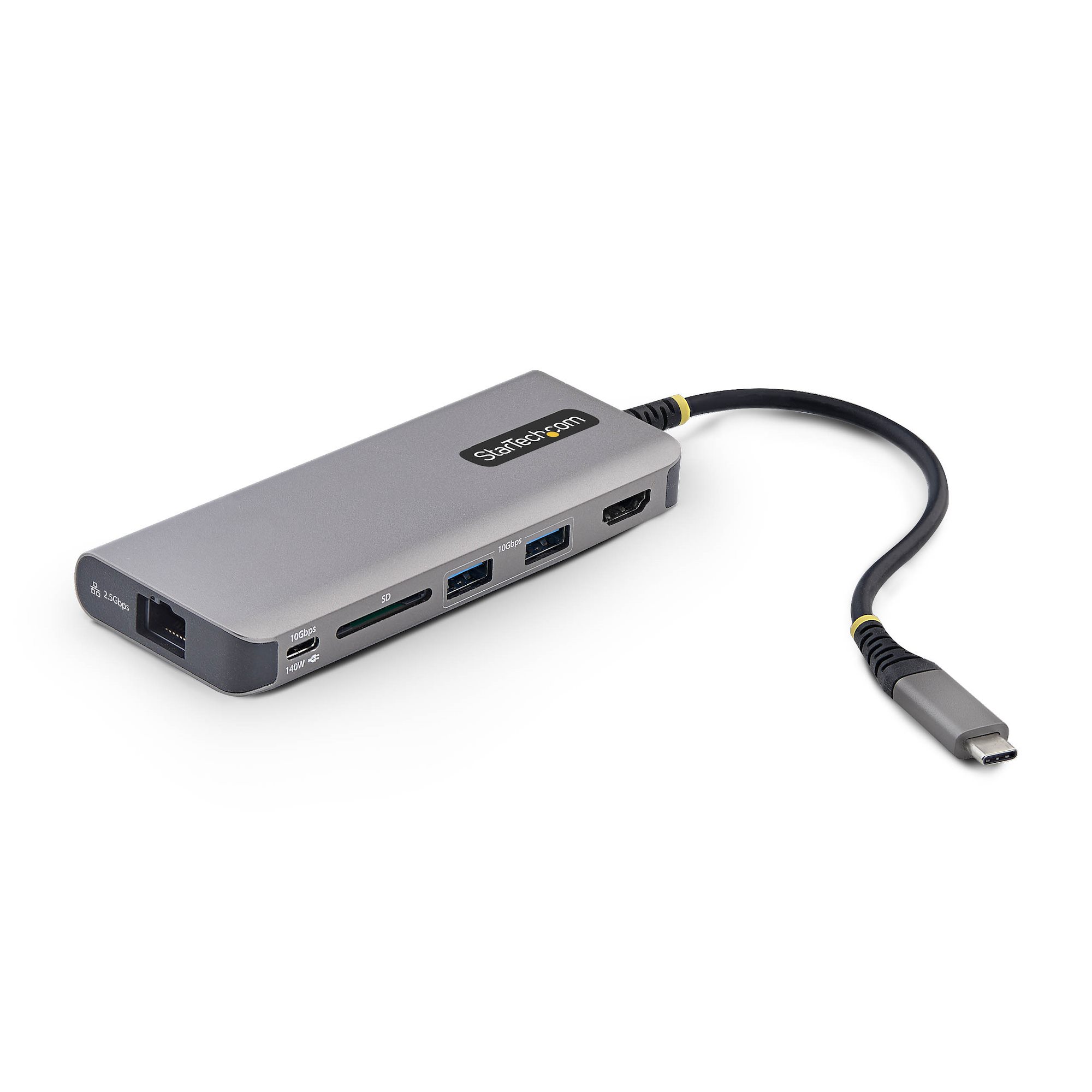 STARTECH.COM USB-C auf HDMI Multiport Adapter mit 140W PD Leistung 4K60Hz 3-Port USB 10Gbps Hub 2.5GbE SD Slot Mini-Dock