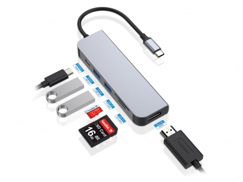 CONCEPTRONIC 6-1 Dock USB-C->HDMI/2xUSB-A/SD/TF/+ 15cm gr