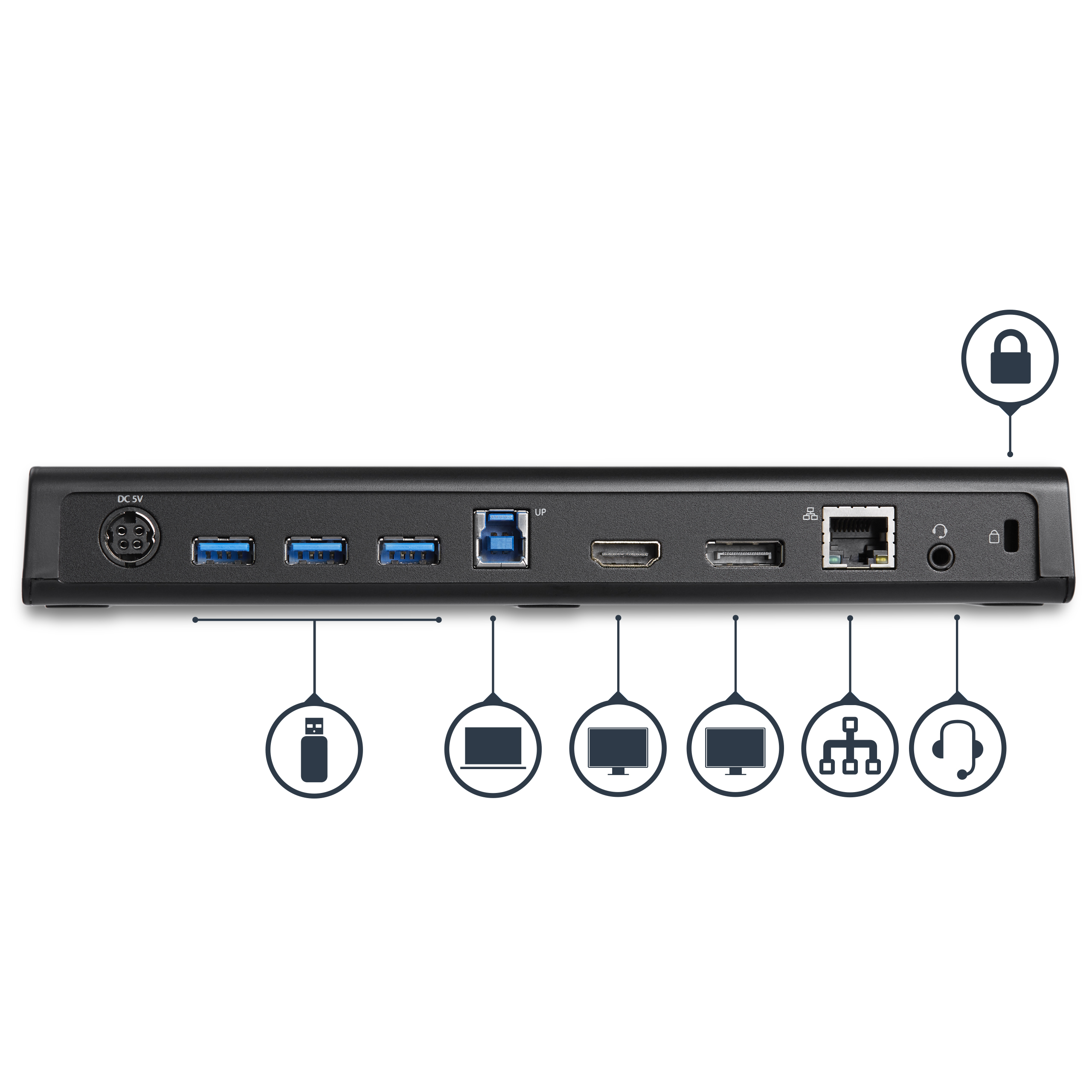 STARTECH.COM USB 3.0 Docking Station - 4K - HDMI / DisplayPort - with Fast Charge / Ethernet / Audio - Universal Docking Station