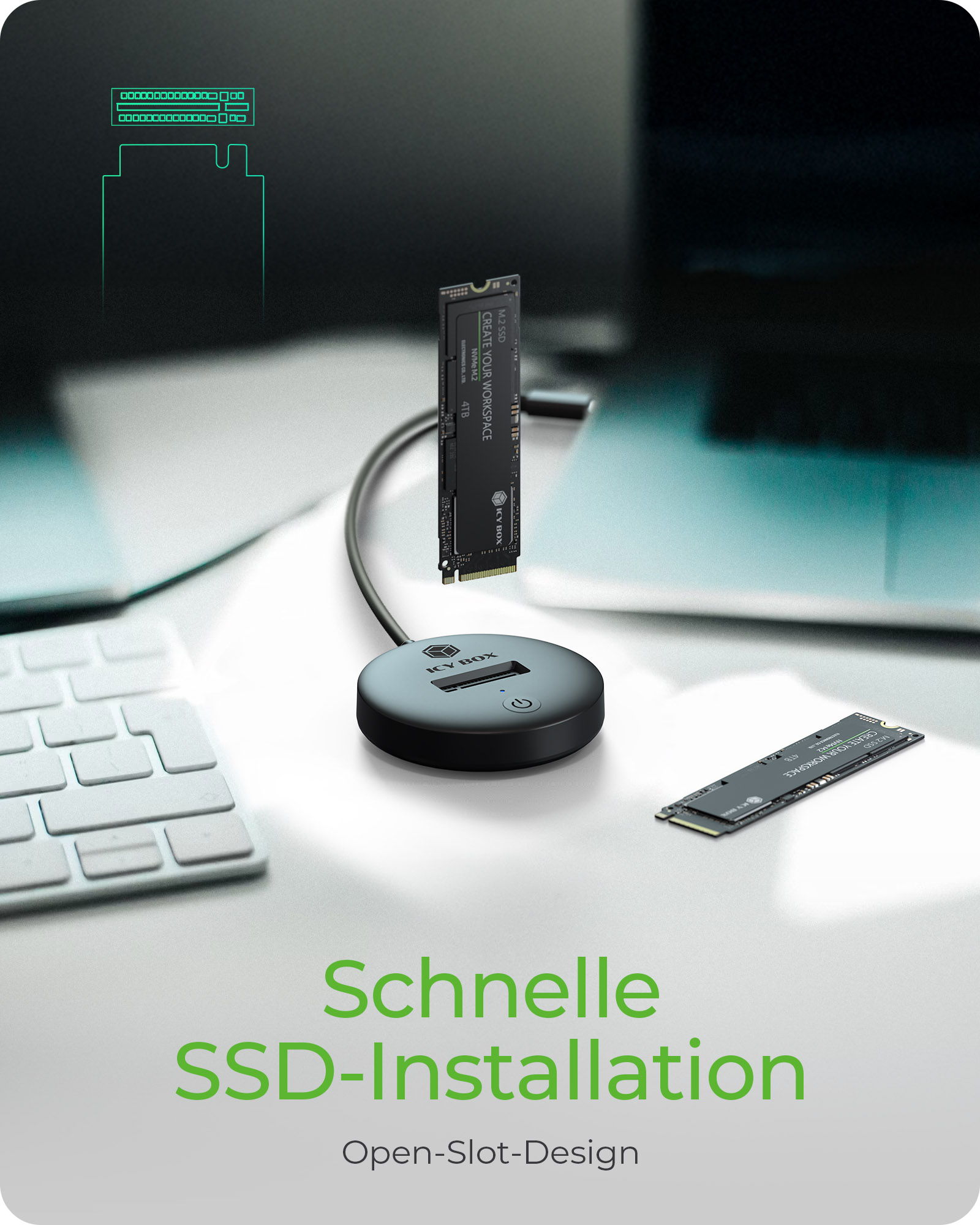 Dockingstation IcyBox für NVMe & SATA M.2 SSD