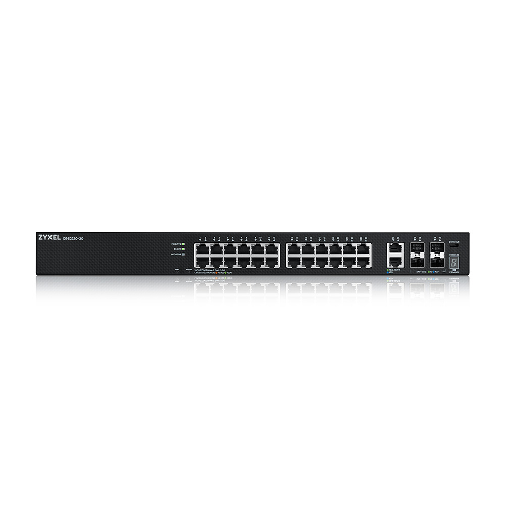 ZYXEL XGS2220-30 L3 Access Switch 24x1G RJ45 2x10mG RJ45 4x10G SFP+ Uplink incl. 1Year NebulaFlex Pro