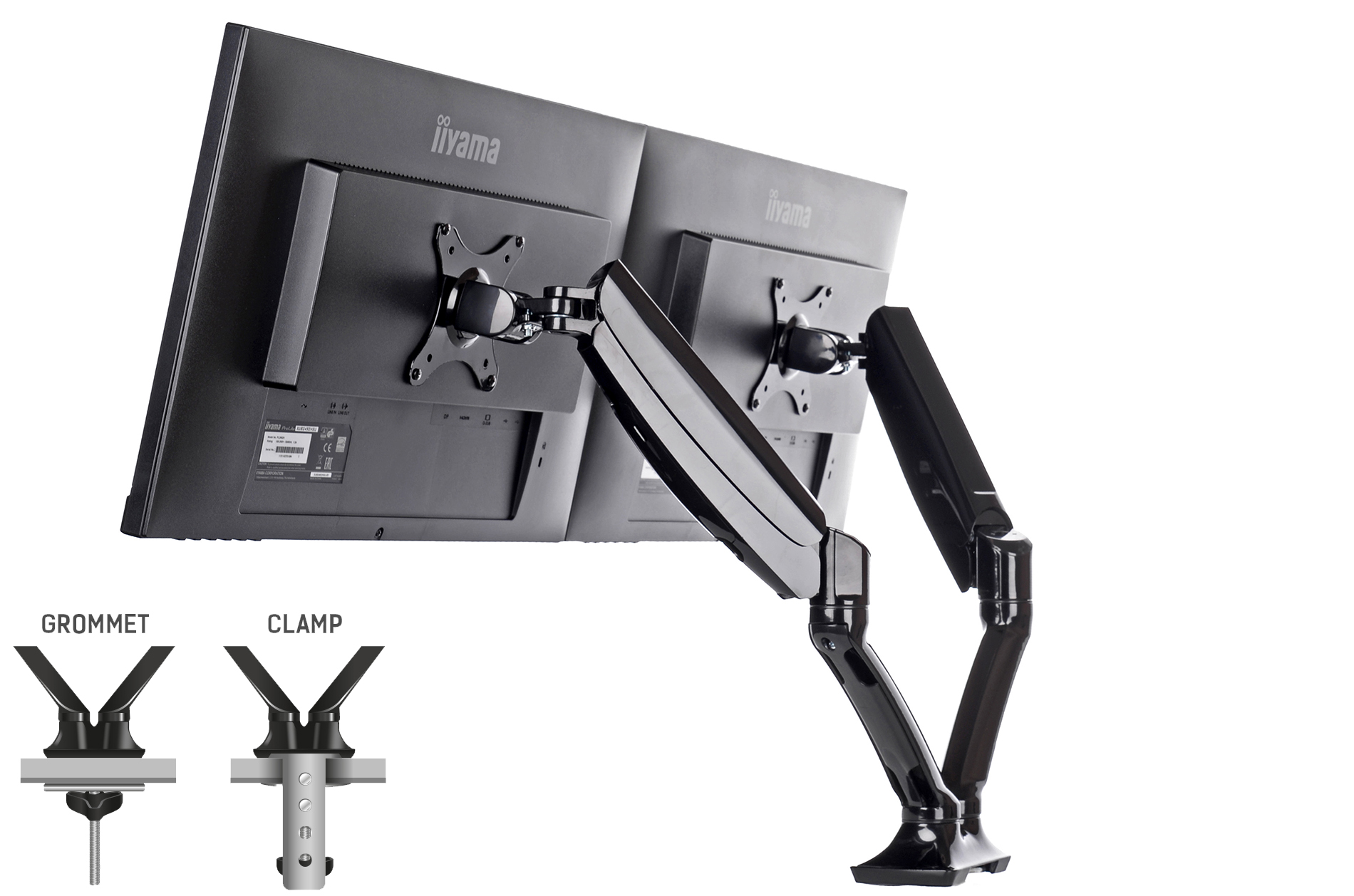 IIYAMA Desk Mount DS3002C-B1 Dual with Lift 10-27 VESA