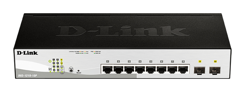 Switch 280mm D-Link DGS-1210-10P 2*SFP/ 8*GE PoE retail